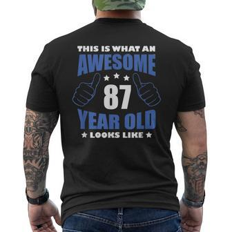 87Th Birthday Awesome For Him 87 Year Old Grandpa 1934 Men's Back Print T-shirt | Mazezy