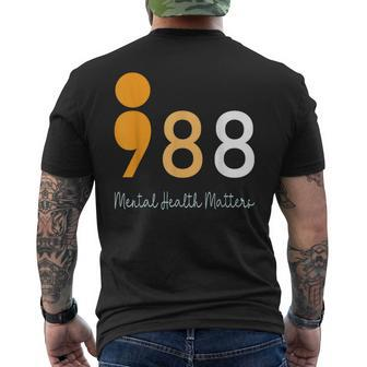 988 Semicolon Mental Health Matters Suicide Prevention Retro Mens Back Print T-shirt | Mazezy