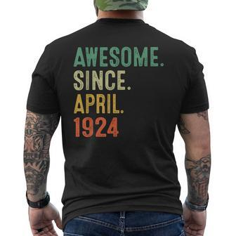 99 Years Old Awesome Since April 1924 99Th Birthday Men's Back Print T-shirt | Mazezy