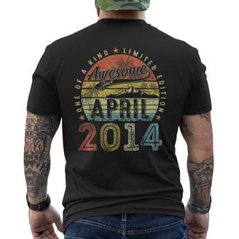 9Th Birthday Awesome Since April 2014 9 Year Old Men's Back Print T-shirt | Mazezy