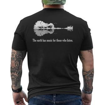 Acoustic Guitar Earth Has Music For Those Who Listen Men's T-shirt Back Print - Seseable