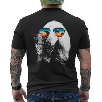 Afghan Hound With Glasses Sunglasses Retro Style Men's Back Print T-shirt | Mazezy