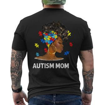 African Black Autism Mom Afro Mother Autism Awareness Mama Men's Back Print T-shirt | Mazezy