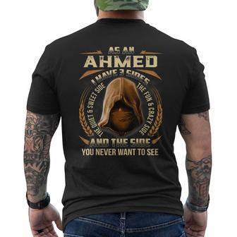 As An Ahmed I Have 3 Sides Ninja Custom Name Birthday Men's T-shirt Back Print - Seseable