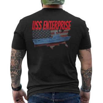 Aircraft Carrier Uss Enterprise Cv-6 Veteran Grandpa Dad Son Men's T-shirt Back Print - Seseable
