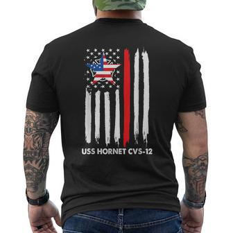 Aircraft Carrier Uss Hornet Cvs-12 Veterans Usa Flag Men's T-shirt Back Print - Seseable