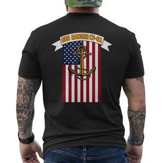 Aircraft Carrier Uss Ranger Cv-61 Veterans Day Grandpa Dad Men's T-shirt Back Print - Seseable