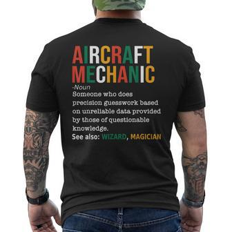 Aircraft Mechanic Definition Funny Noun Definition Gift Mens Back Print T-shirt | Mazezy