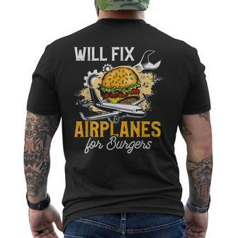 Aircraft Mechanic  Funny Fix Airplanes Burger Gift Mens Back Print T-shirt