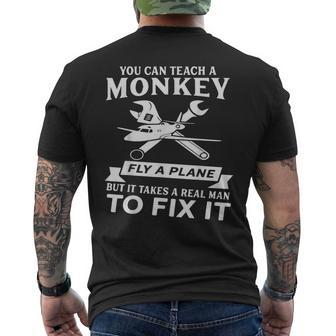 Aircraft Mechanic Funny Quote Real Men To Fix It Mens Back Print T-shirt | Mazezy AU