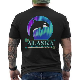 Alaska State Pride Alaska Northern Lights Alaskan Orca Whale Men's Back Print T-shirt | Mazezy