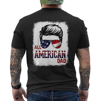 All American Dad Men Glasses Patriotic 4Th Of July Bleached Mens Back Print T-shirt