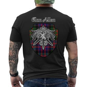 Allen Scottish Clan Family Tartan Lion Sword Name Crest Mens Back Print T-shirt - Seseable