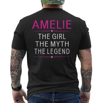 Amelie The Girl The Myth The Legend Name Kids Mens Back Print T-shirt