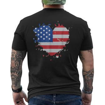 America Love Flag Usa Heart 4Th Of July American Proud Girl Men's T-shirt Back Print - Thegiftio UK