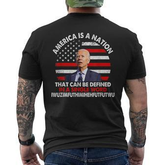 America Is A Nation That Can Be Defined In Single Word Biden Men's Back Print T-shirt | Mazezy
