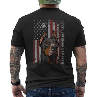 American Flag Best Doberman Dad Ever Funny Dog Dad Mens Back Print T-shirt - Seseable