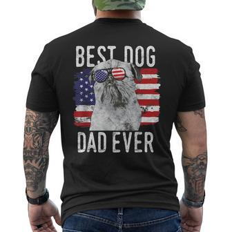 American Flag Best Dog Dad Ever Brussels Griffon Usa Men's Back Print T-shirt | Mazezy