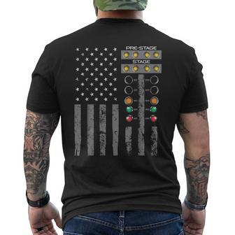 American Flag Drag Racing Strip Tree Light For Dragster Men's Back Print T-shirt | Mazezy