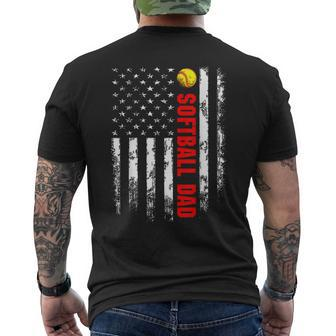 American Flag Softball Dad Backside Essential Men's T-shirt Back Print - Thegiftio UK