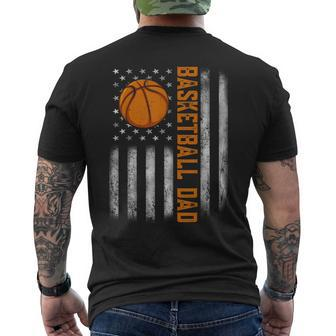 Mens American Flag Vintage Basketball Flag Dad Fathers Day Men's T-shirt Back Print - Seseable