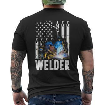 American Flag Welder Patriotic Fathers Day Men's T-shirt Back Print - Seseable