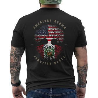 American Grown Peruvian Roots Peru Flag Men's Back Print T-shirt | Mazezy