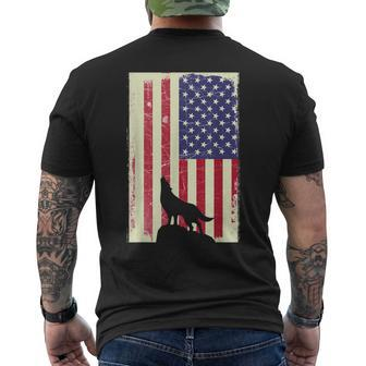 American Wolf Hunter Patriotic For Dad Fathers Day Gift For Mens Mens Back Print T-shirt | Mazezy