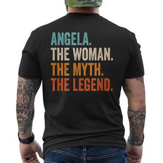Angela The Woman The Myth The Legend First Name Angela Mens Back Print T-shirt - Seseable