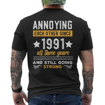 Annoying Since 1991 Married Couple Wedding Anniversary Men's Back Print T-shirt | Mazezy