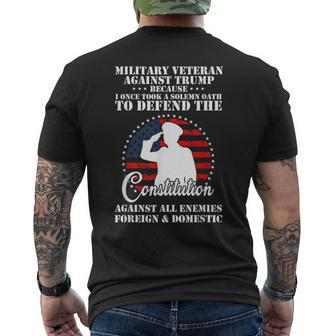 Anti Trump America Protest Veteran Against Trump Mens Back Print T-shirt | Mazezy