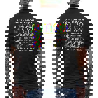 April Is National Autism Awareness Month Autism Awareness Men's Back Print T-shirt | Mazezy