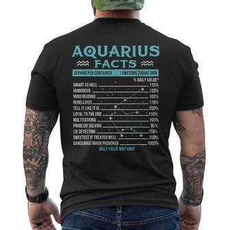 Aquarius Facts - Zodiac Sign Horoscope Birthday Astrology Men's Back Print T-shirt | Mazezy