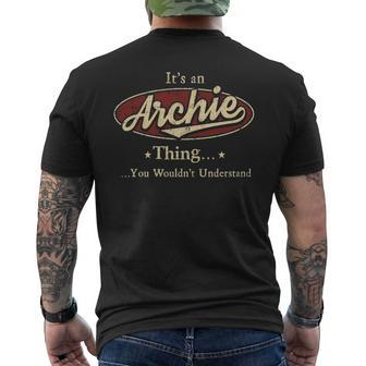 Archie Shirt Personalized Name Gifts With Name Archie Mens Back Print T-shirt - Seseable