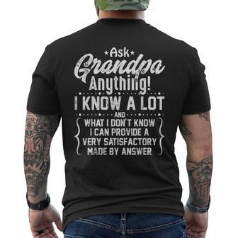 Ask Grandpa Anything Funny Fathers Day Gift Mens Back Print T-shirt | Mazezy