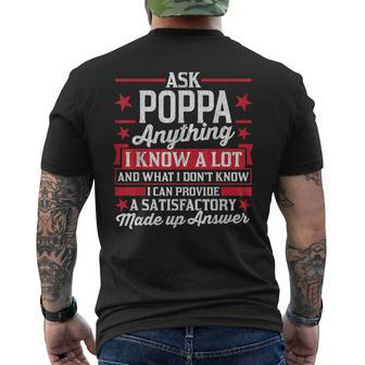 Ask Poppa Anything Funny Poppa Fathers Day Gifts Gift For Mens Mens Back Print T-shirt | Mazezy