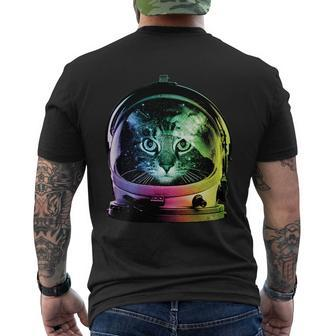 Astronaut Cat Space Helmet Men's Crewneck Short Sleeve Back Print T-shirt - Monsterry AU