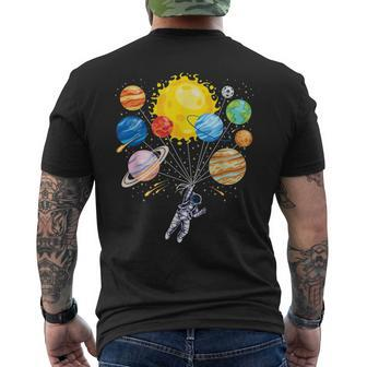 Astronaut Space Balloon Planet Science Solar System Men's Back Print T-shirt | Mazezy