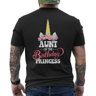 Aunt Of The Birthday Princess Mother Day Unicorn Bday Men's Back Print T-shirt | Mazezy