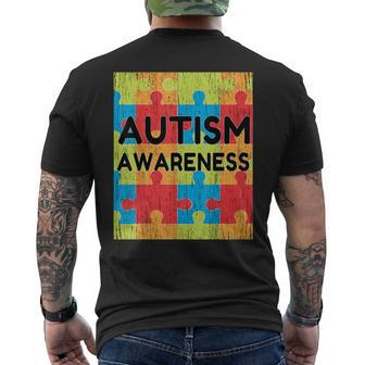 Mens Autism Awareness Distressed Autism Day Men's Back Print T-shirt | Mazezy
