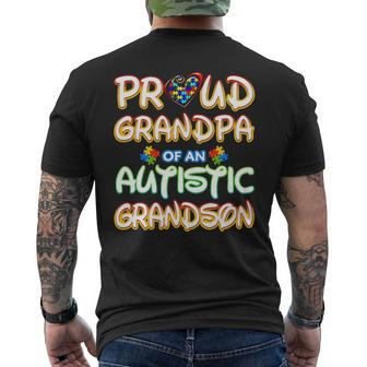 Autism Awareness Family Proud Grandpa Of Autistic Grandson Men's T-shirt Back Print - Seseable