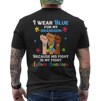 Autism Awareness Grandpa Grandma Autistic Rise Hands Men's Back Print T-shirt | Mazezy