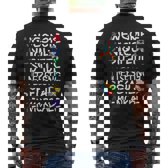 Autism Awareness Month Apparel Awesome Autism Awareness Men's Back Print T-shirt | Mazezy