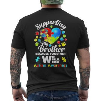 Autism Awareness Month Supporting My Brother Puzzle Men's T-shirt Back Print - Seseable