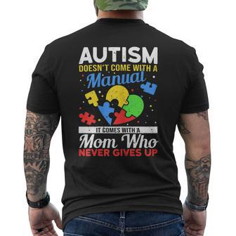 Womens Autism Mom For Autistic Girls Boys Autism Awareness Month Men's Back Print T-shirt | Mazezy