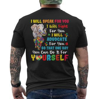 Autism Mom Dad Elephant Autism Awareness Women Men Autistic Mens Back Print T-shirt | Mazezy