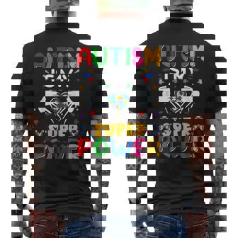 Autism Is My Super Power Heart Puzzle Autism Awareness Men's Back Print T-shirt | Mazezy