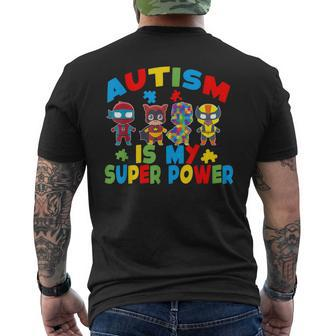 Autism Is My Super Power Superhero Autism Awareness Apparel Men's Back Print T-shirt | Mazezy