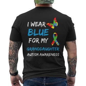 Autism I Wear Blue For My Granddaughter Grandpa Grandma Men's Back Print T-shirt | Mazezy