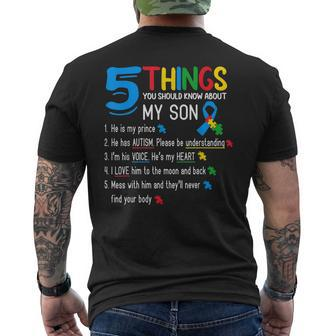 Autistic Son Autism Awareness Support For Mom Dad Parents Mens Back Print T-shirt | Mazezy